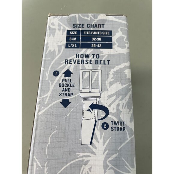 Tommy Bahama Reversible Stretch Belt Size Large/XL Navy Khaki Leather Trim NEW - Picture 7 of 9